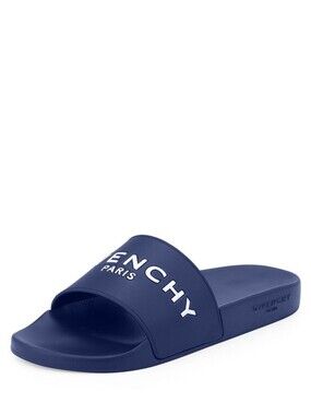 Givenchy Blue Slides Open Sandals Designer Shoes Womens Shoe Size 37 US 6.5-7